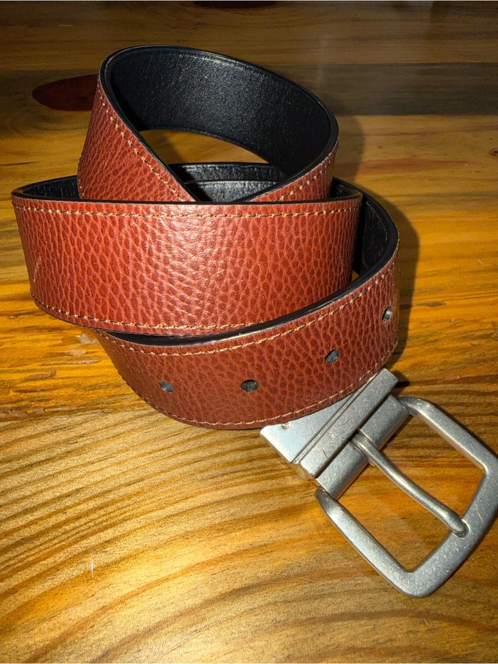 Polo by Ralph Lauren Leather Belt, Reversible Brown and Black Silver Buckle